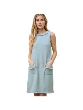 NWT Mystree Fringe Collar Pocket Sleeveless Shift Dress Small